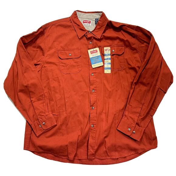 Wrangler Shirt Men's 2XL Outdoor Button Up Relaxed Orange Camping NEW Shirt - Picture 2 of 14